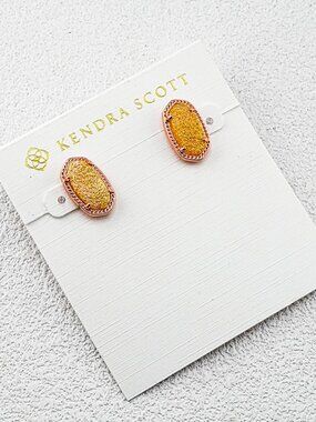 Kendra Scott Yellow Quartz Point Stud Earrings